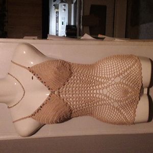 Oh Yes Crochet halter with shell and coral looking pieces. SIze Medium.